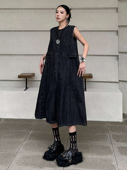 Black denim jumpsuit
