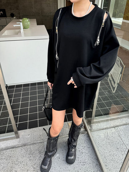 ジップアクセントレオパードプルオーバー