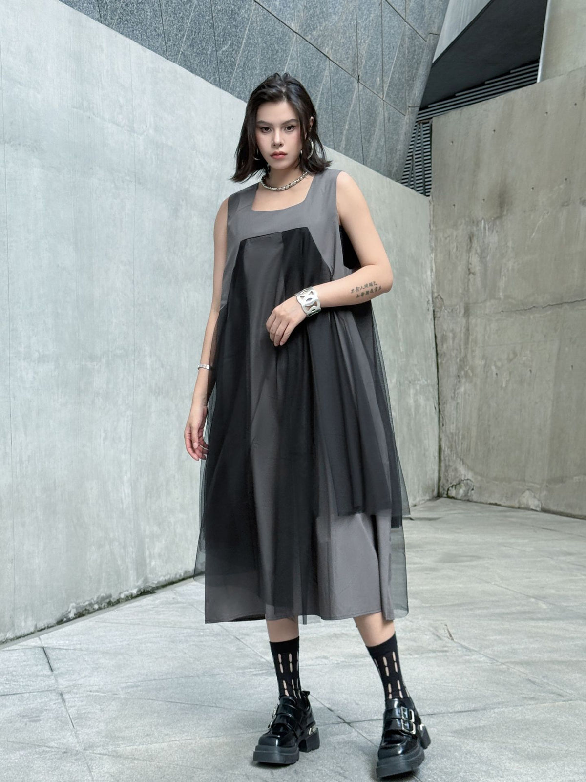 Black tulle layered dress 