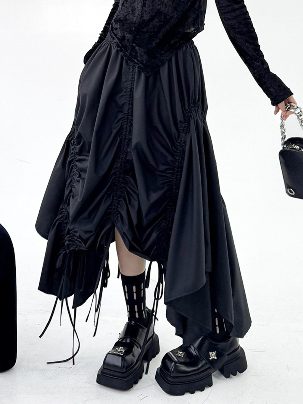 Drawstring draped skirt