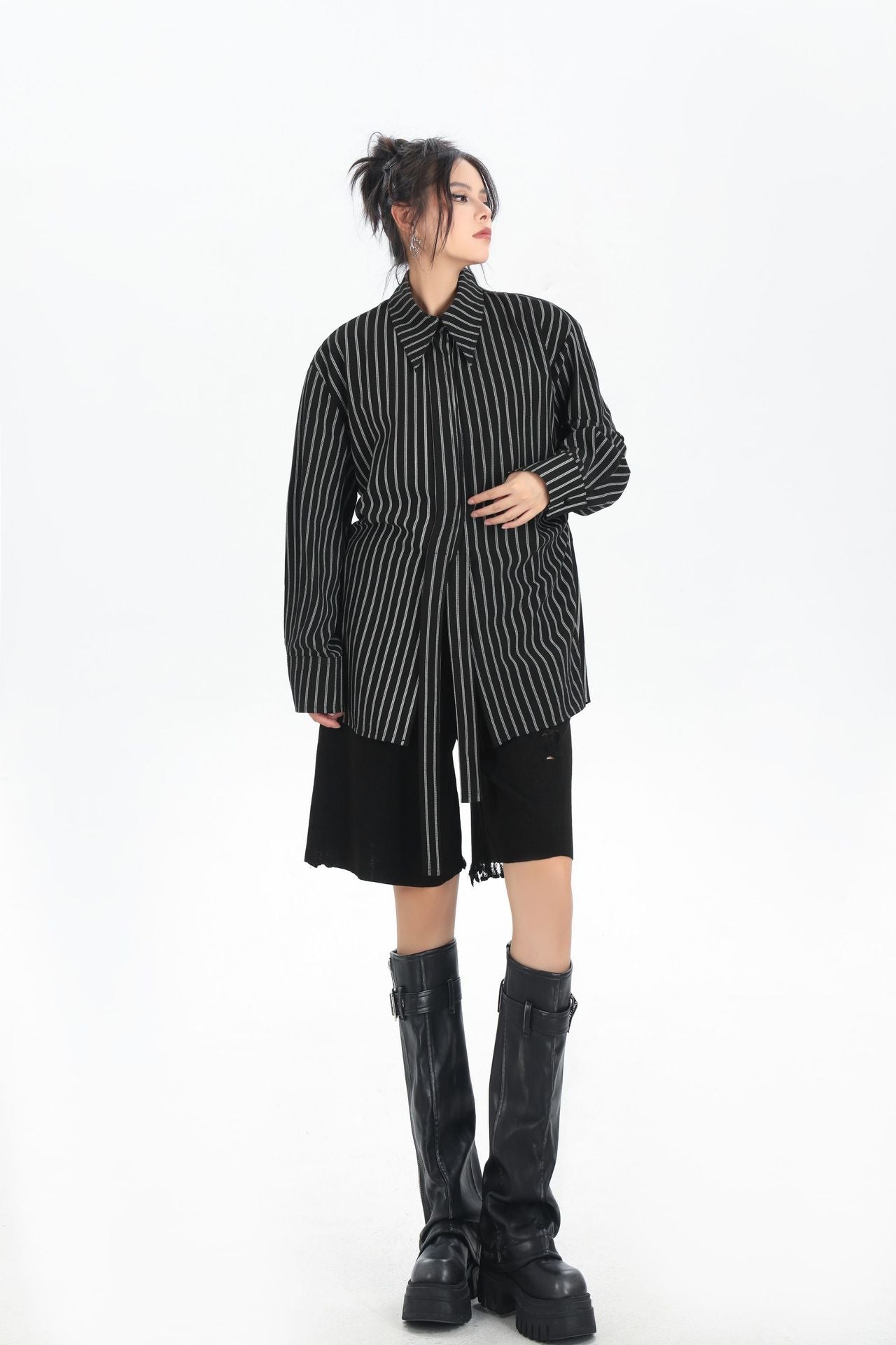 ストライプドロップシャツ