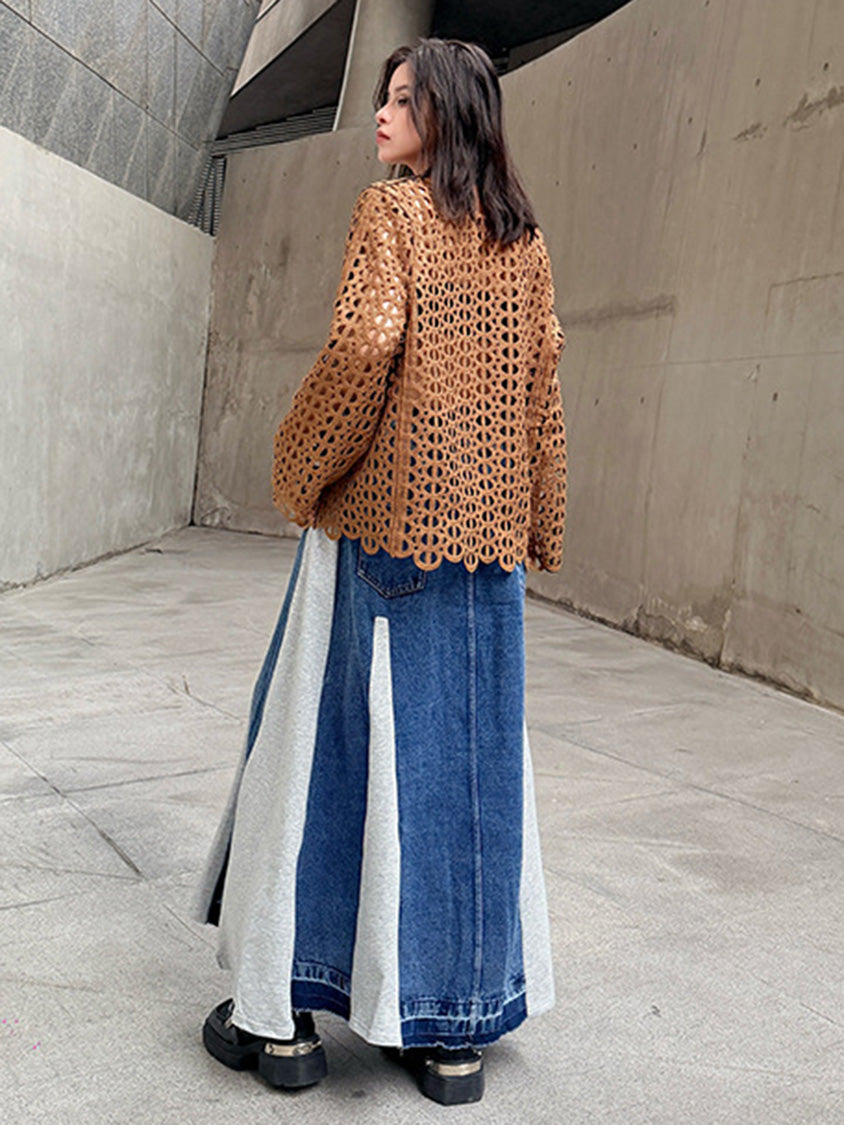 Mesh stitch top and skirt