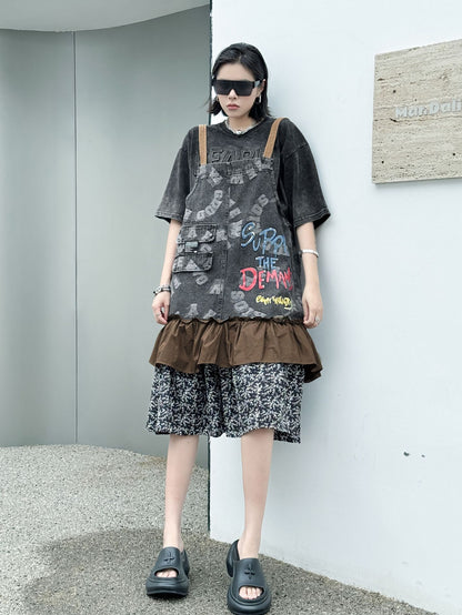 Scarf tie blouse and denim pants series 
