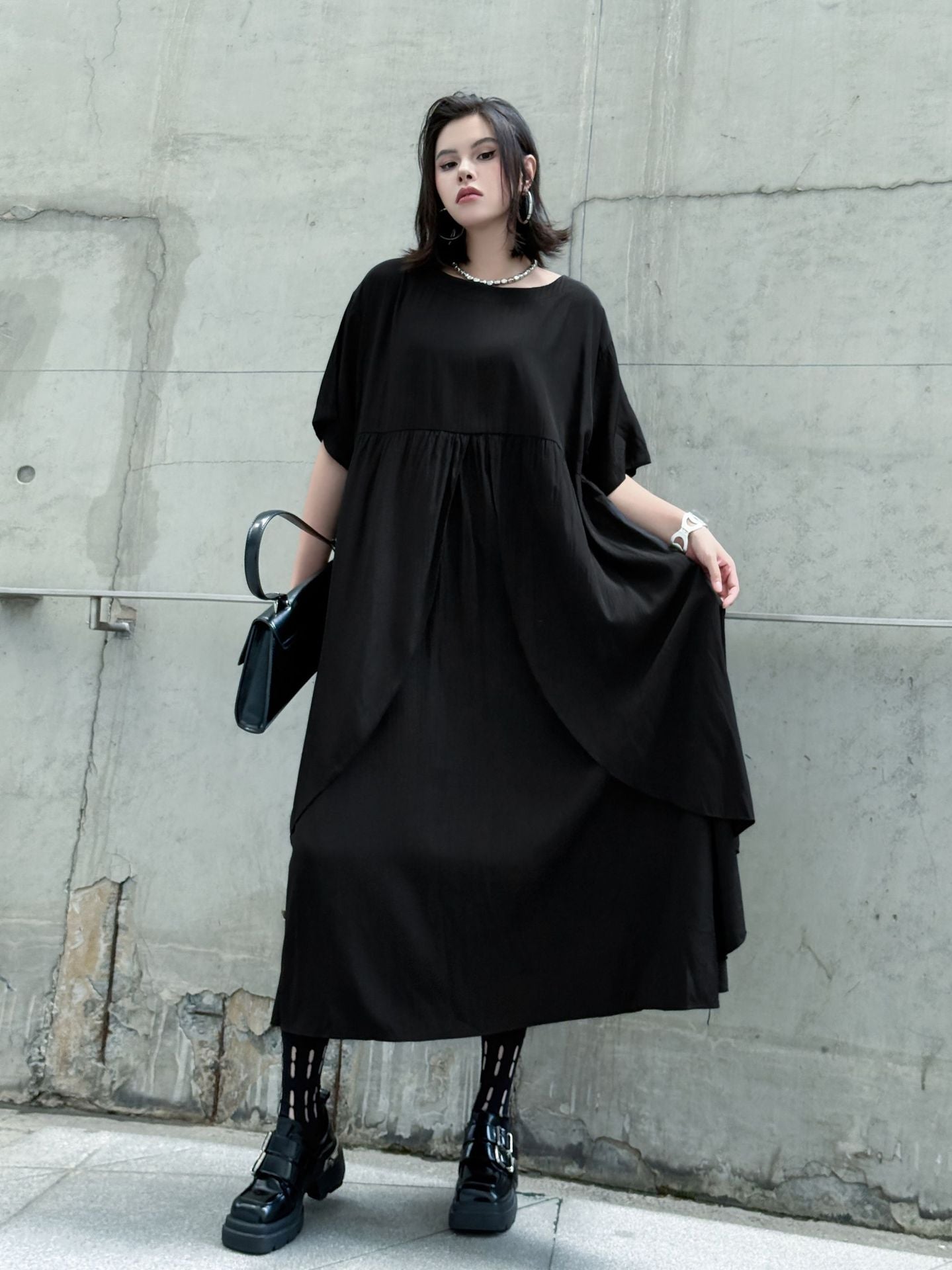 Front layered draped dress 