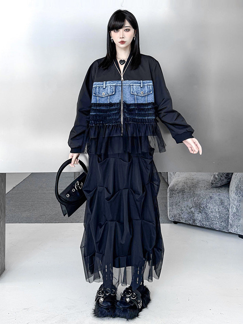Mesh stitch top and skirt