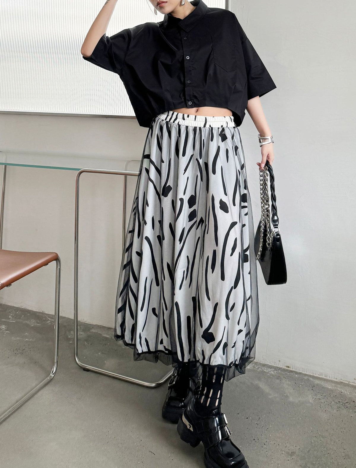 Scarf tie blouse and denim pants series 