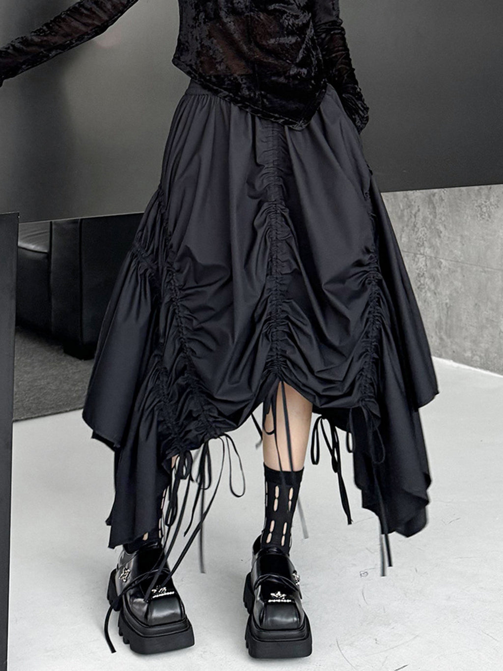 Drawstring draped skirt