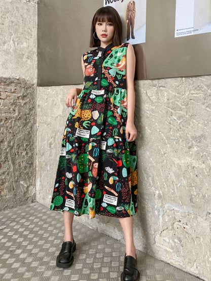 graphic sleeveless dress