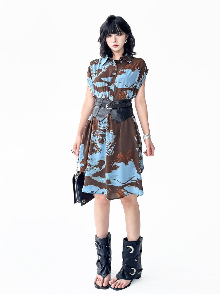 Brushed Art Color Shirt Dress 