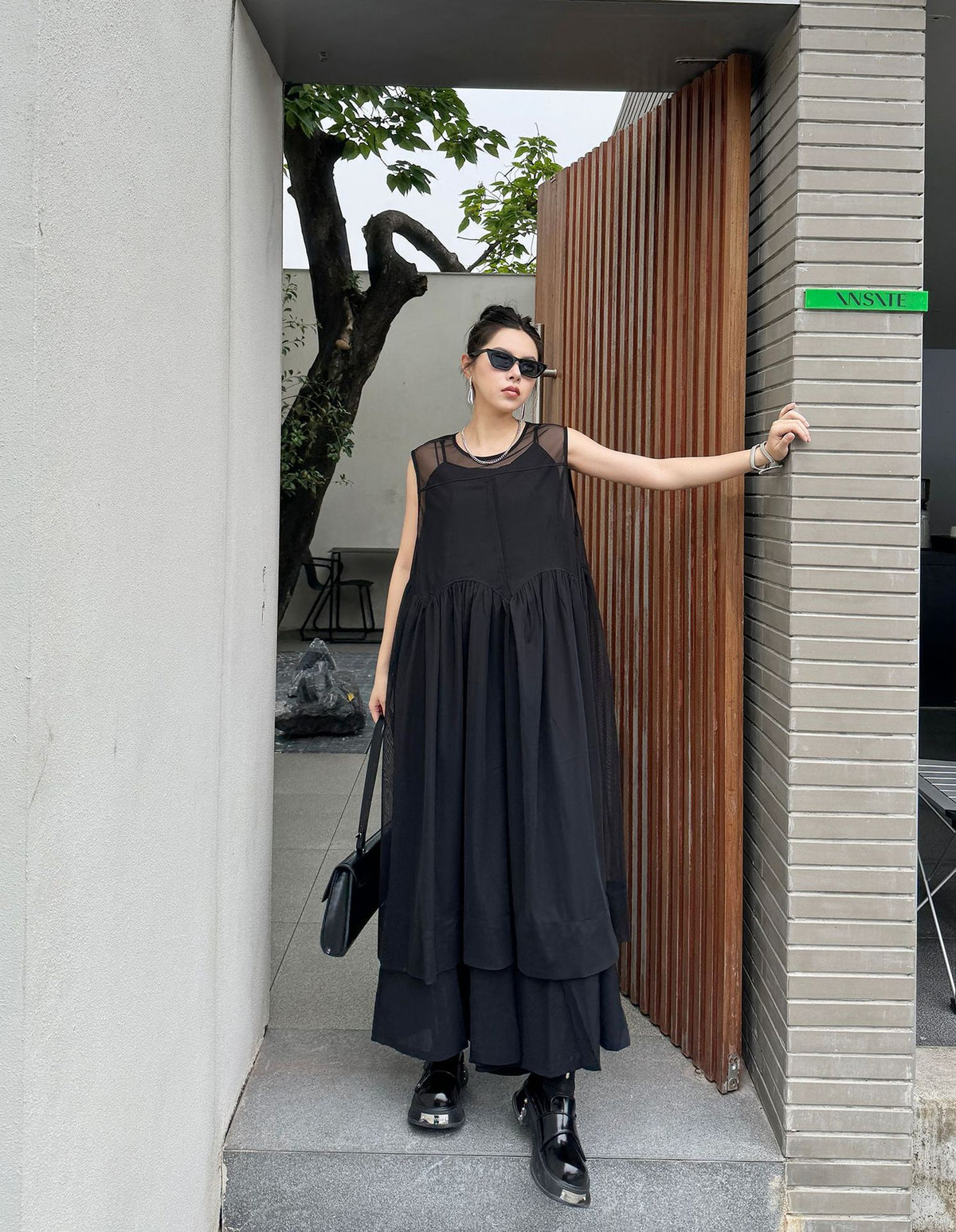 Sheer Black Layered Dress 