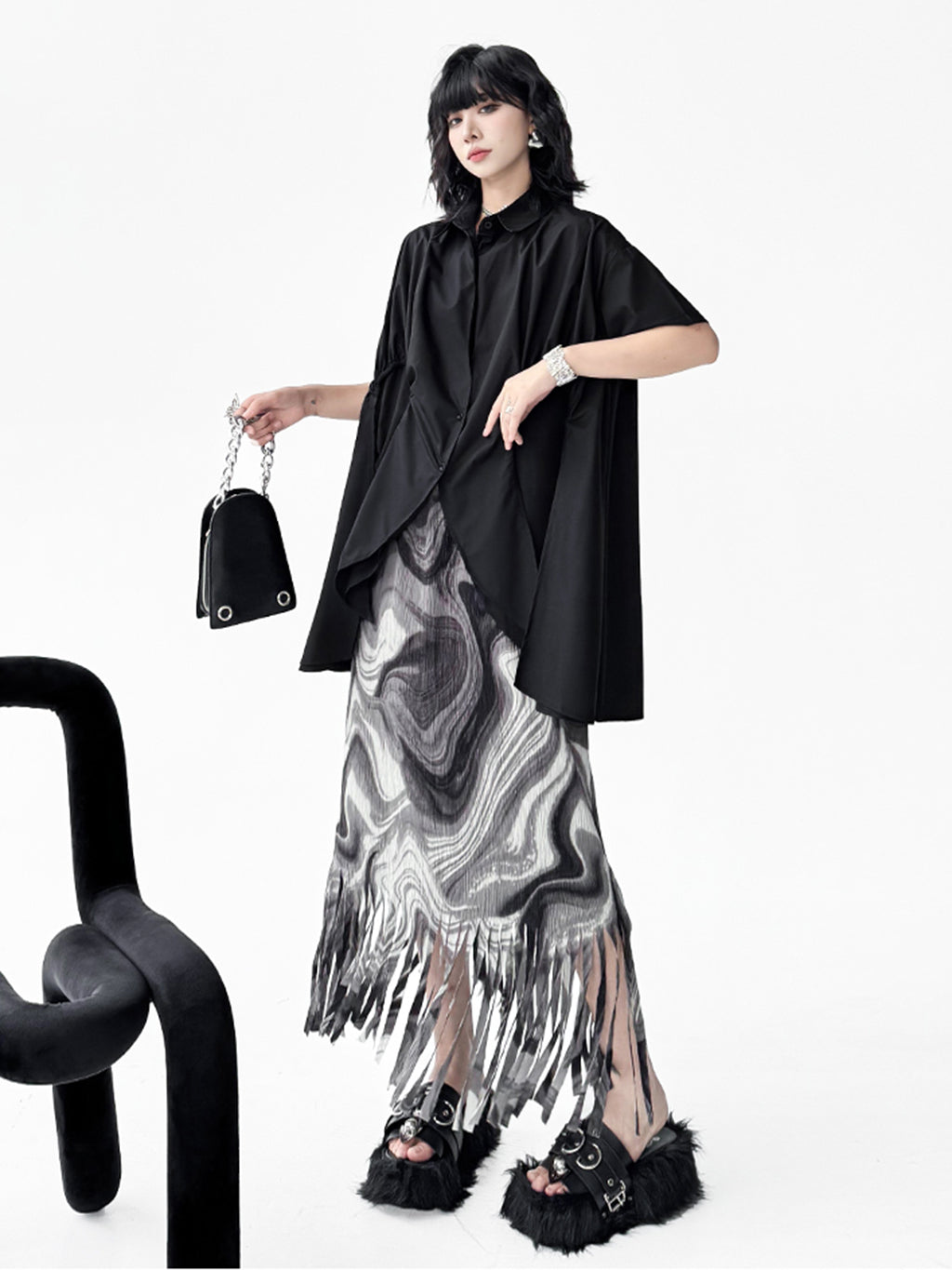 Fringe Marble Skirt 