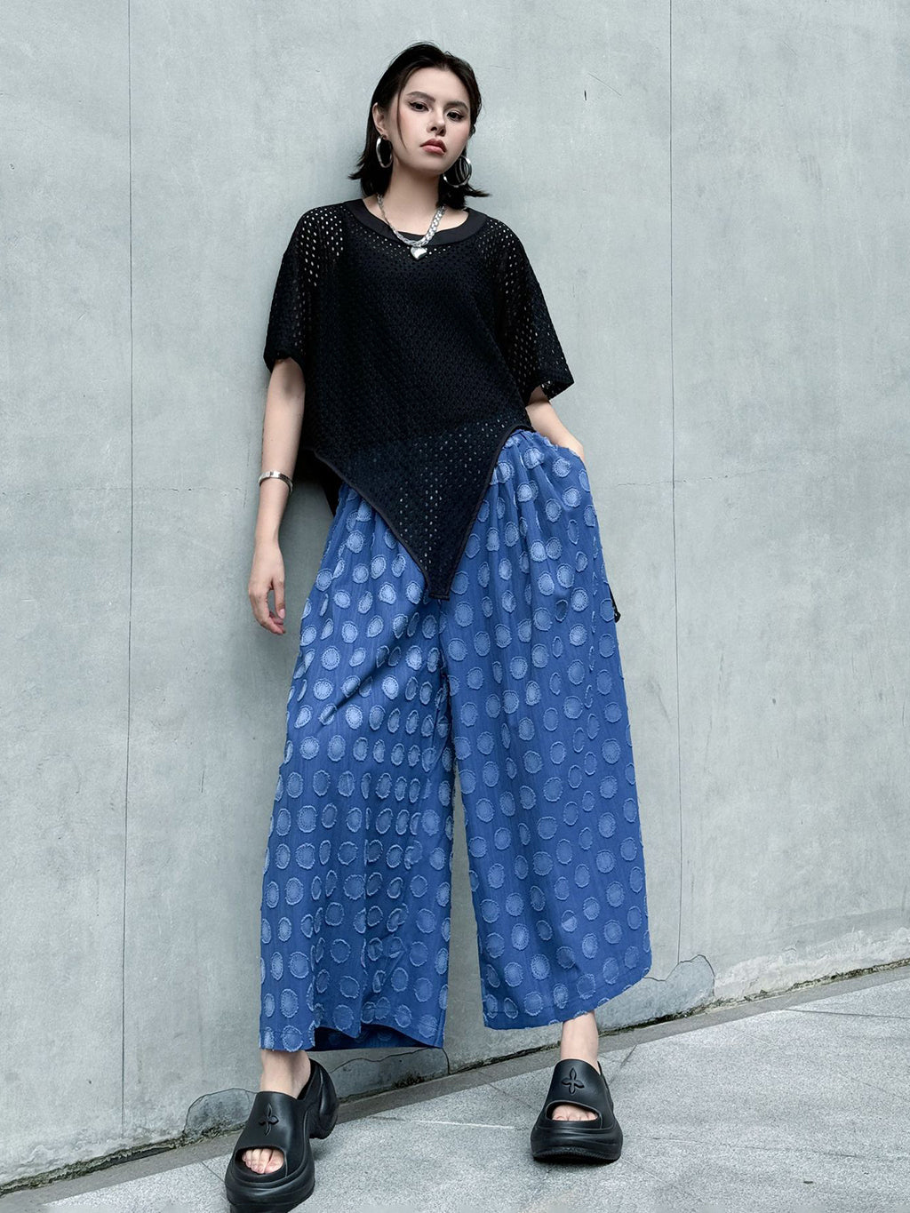 Dot wide pants 