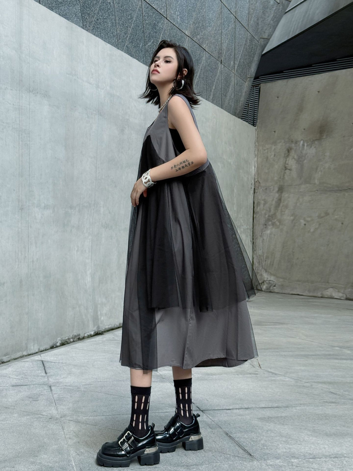 Black tulle layered dress 