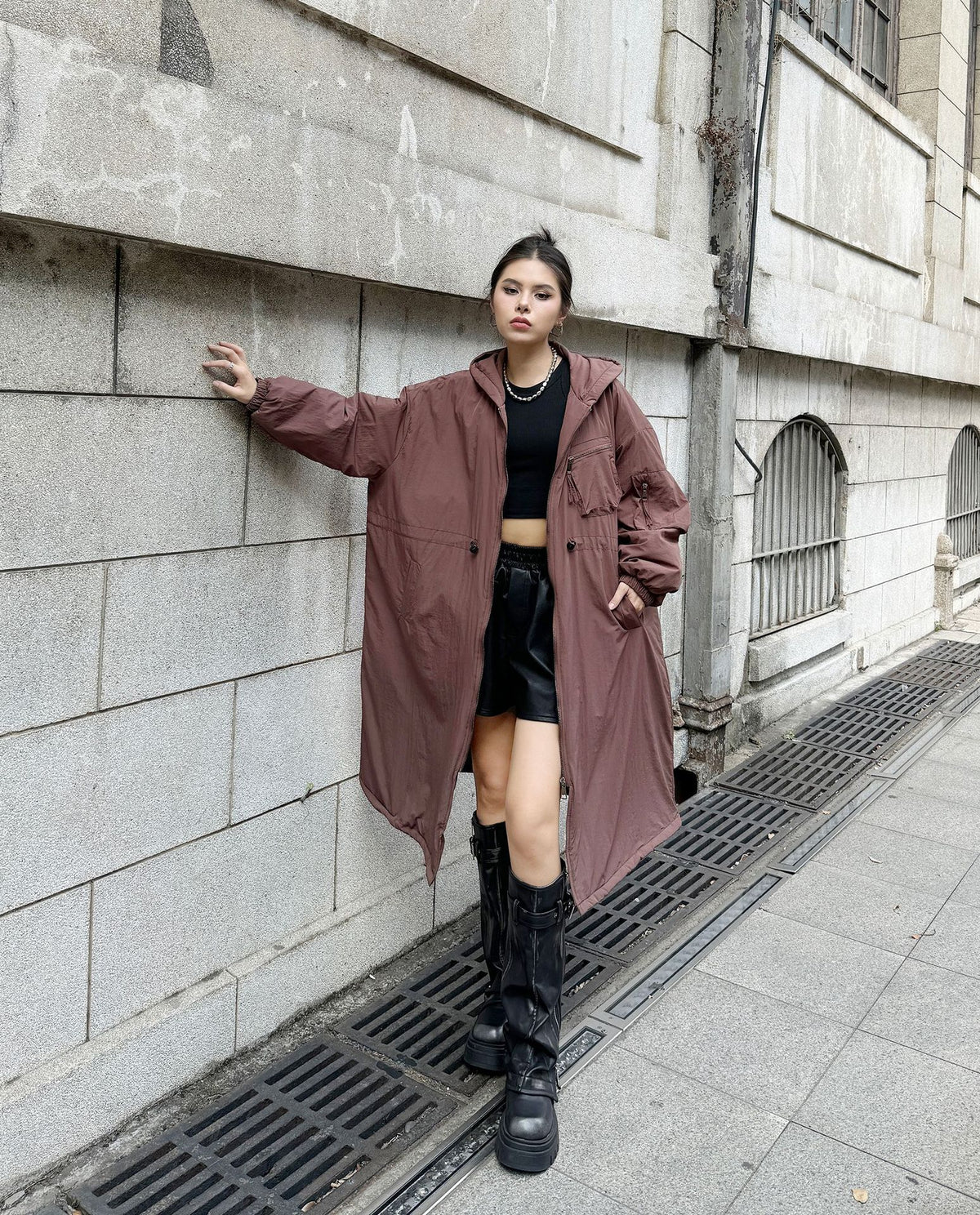 Scarf tie blouse and denim pants series 
