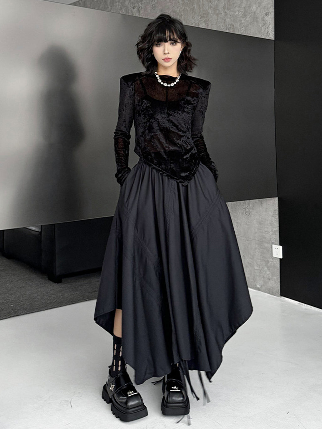Drawstring draped skirt
