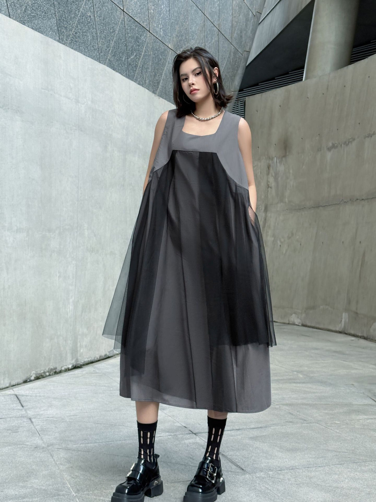 Black tulle layered dress 