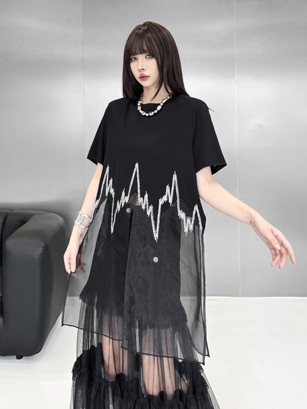 sheer graphic top 