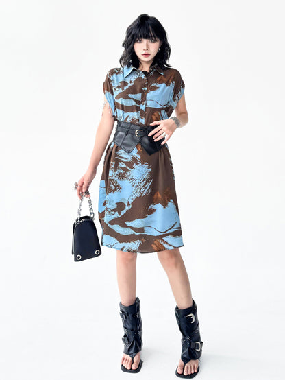 Brushed Art Color Shirt Dress 