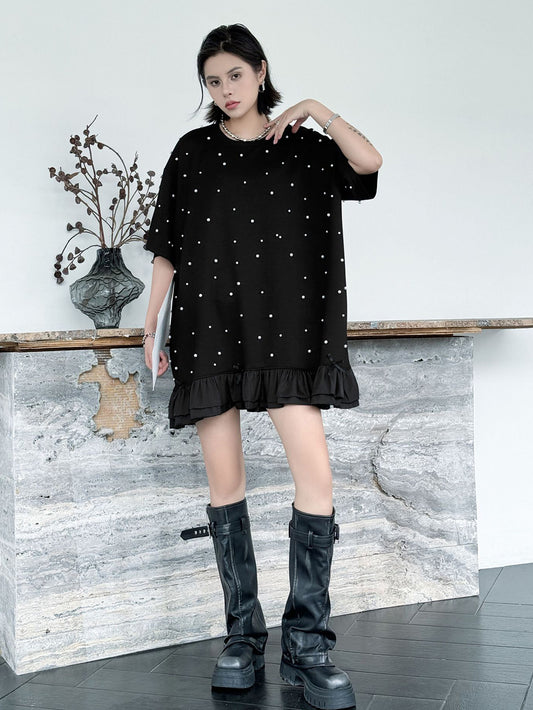 Pearl dot ruffle dress 