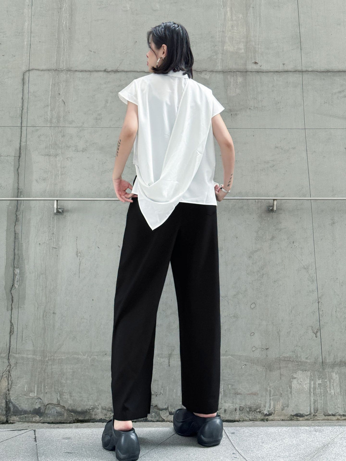 Scarf tie blouse and denim pants series 