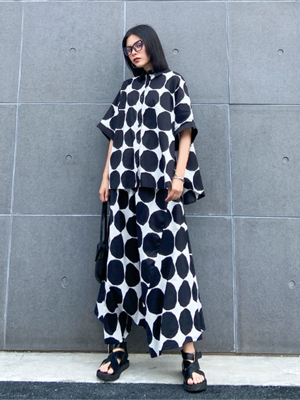 Dot block shirt and pants 