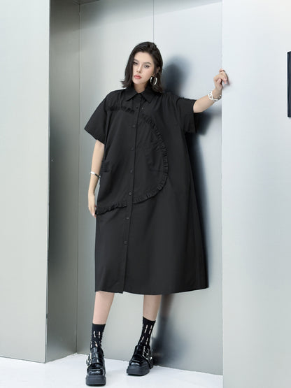 Round ruffle shirt dress 