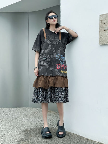 Scarf tie blouse and denim pants series 