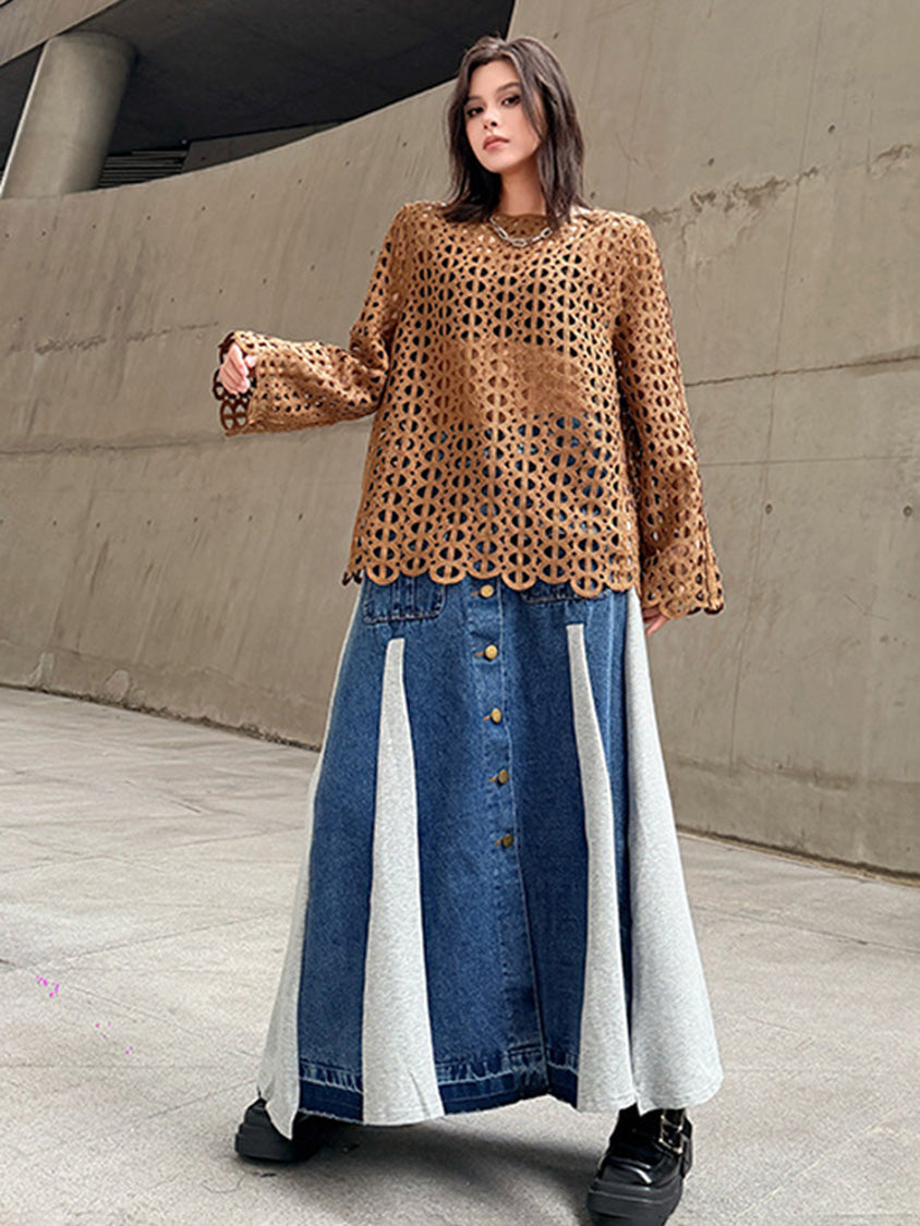 Mesh stitch top and skirt