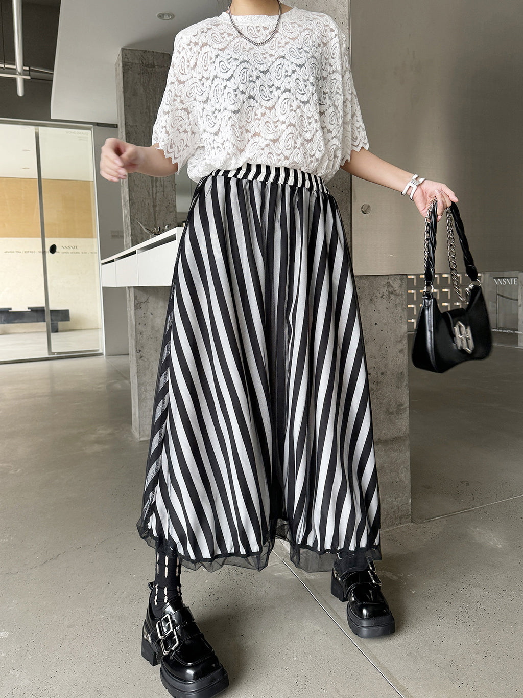 Scarf tie blouse and denim pants series 