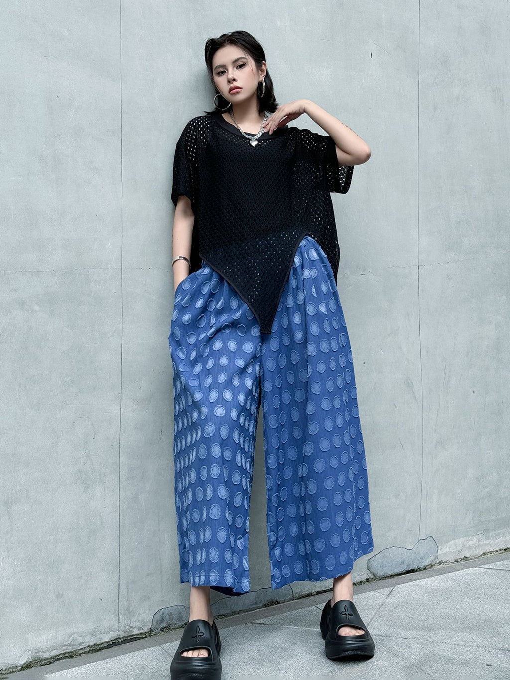 Dot wide pants 