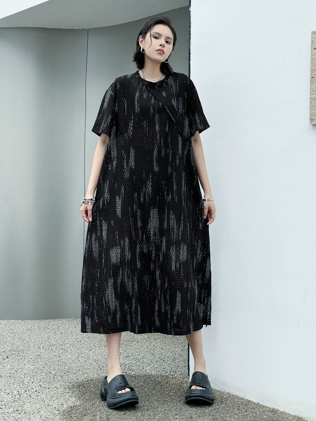 グラデメッシュストレートドレス