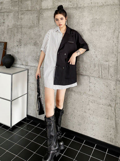 Half combination tailored shirt dress 