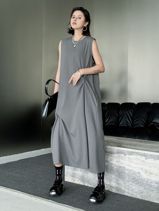 Draped sleeveless dress 