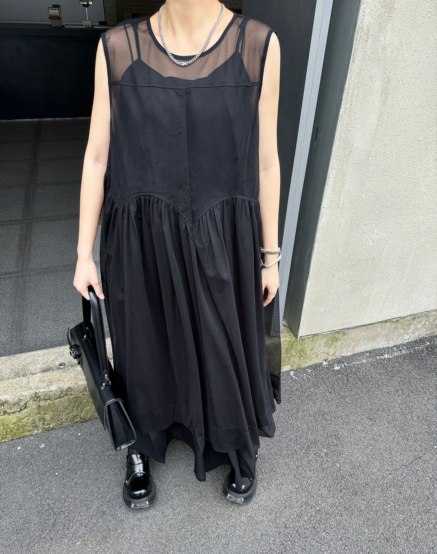 Sheer Black Layered Dress 