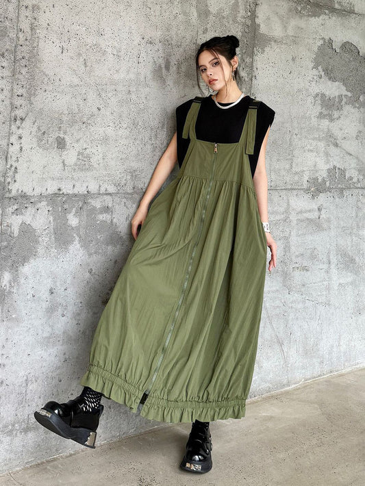 Shoulder belt gathered dress 