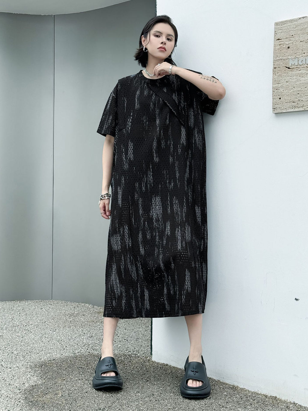 グラデメッシュストレートドレス