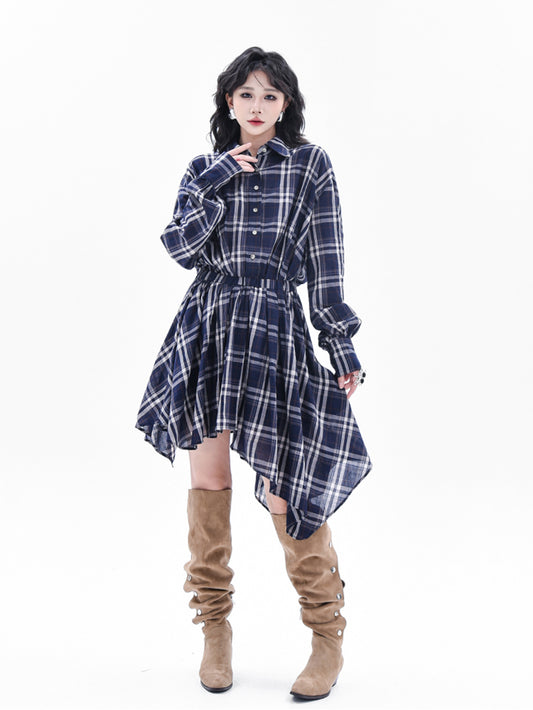 チェックシャツヘムドレス