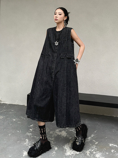 Black denim jumpsuit
