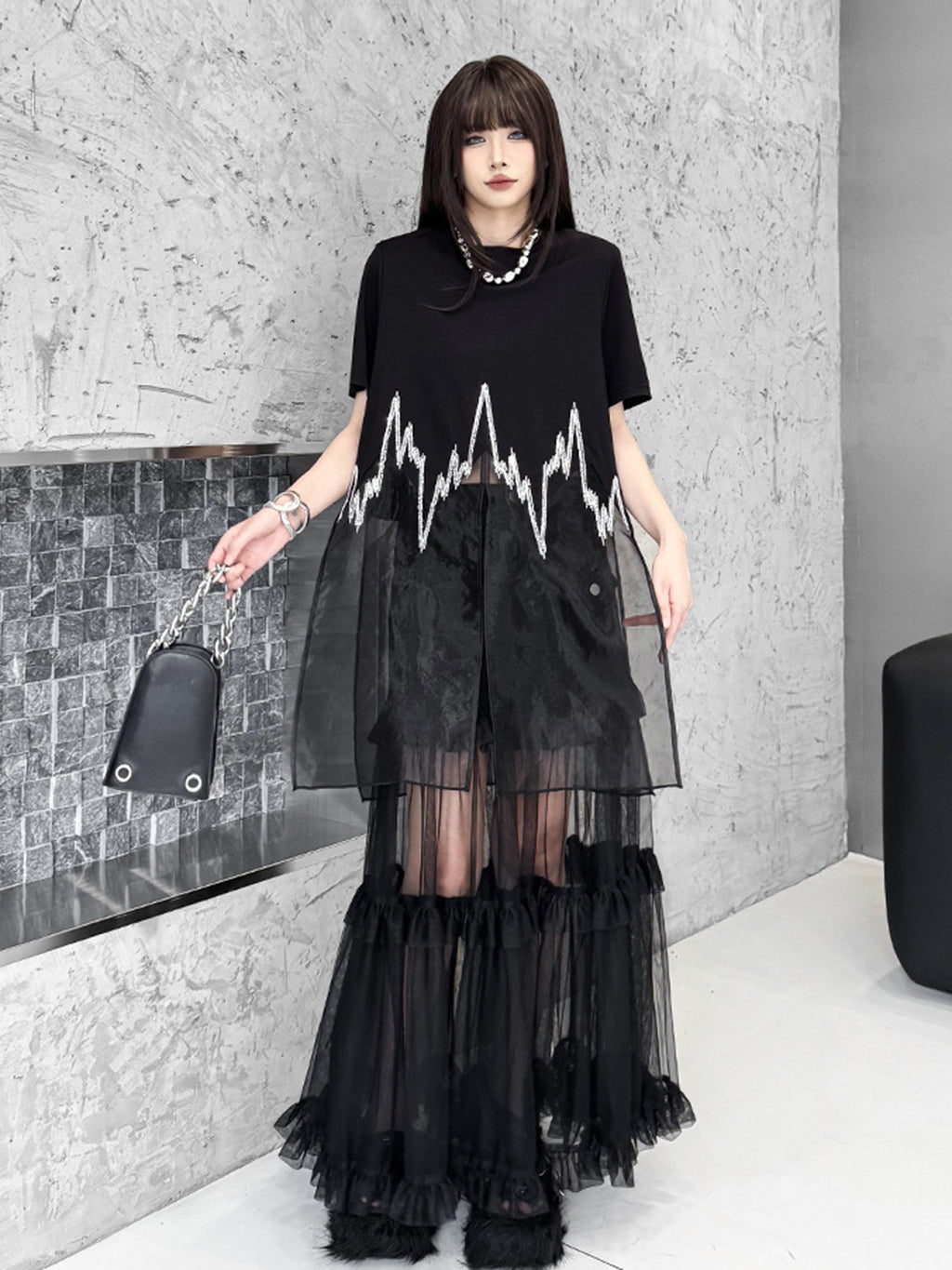 sheer graphic top 
