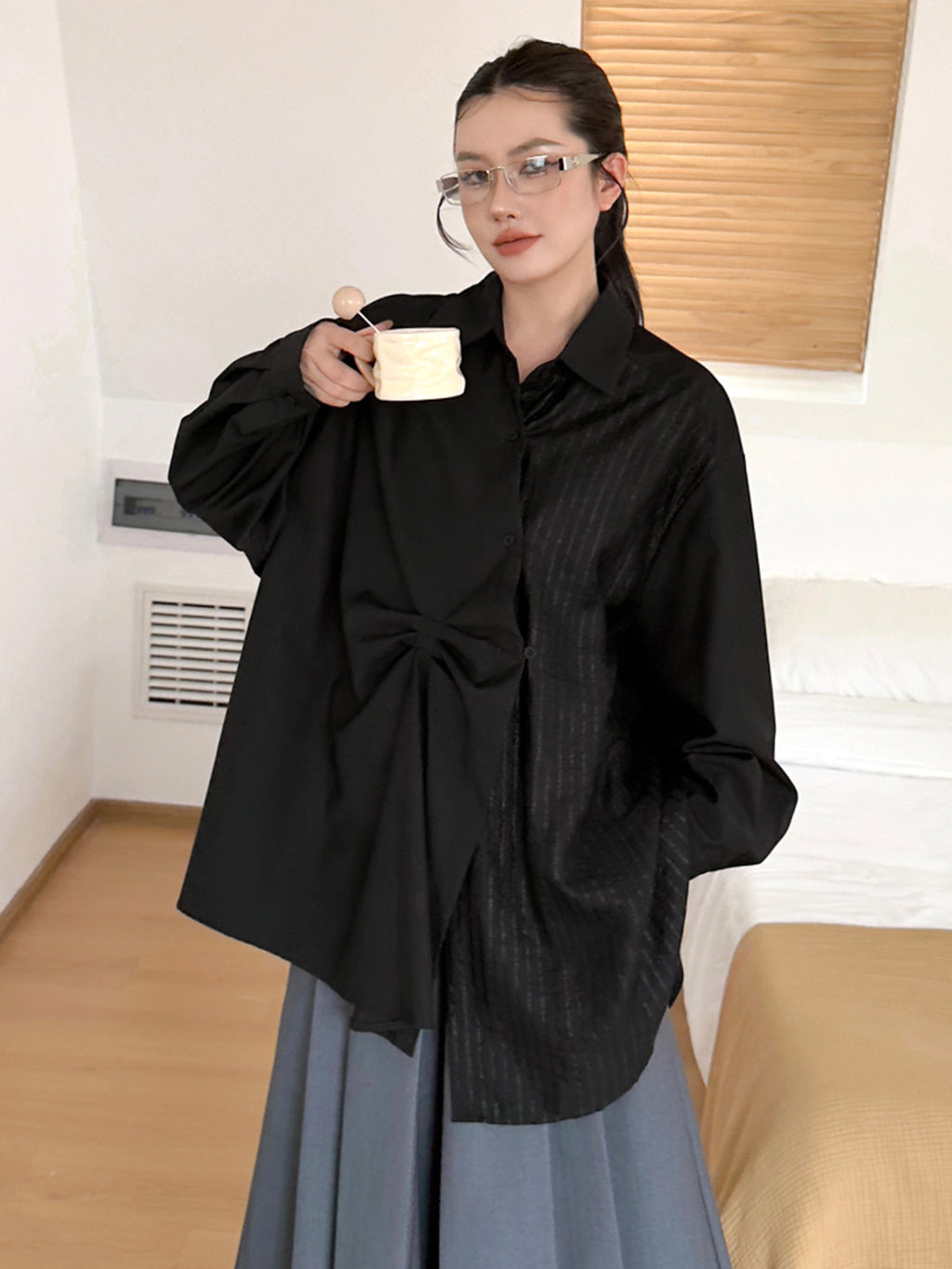 フロントツイストドレープブラウス