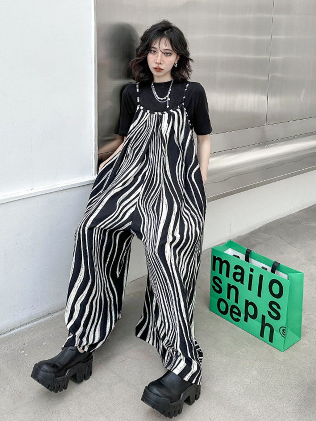 Striped Flow Overalls