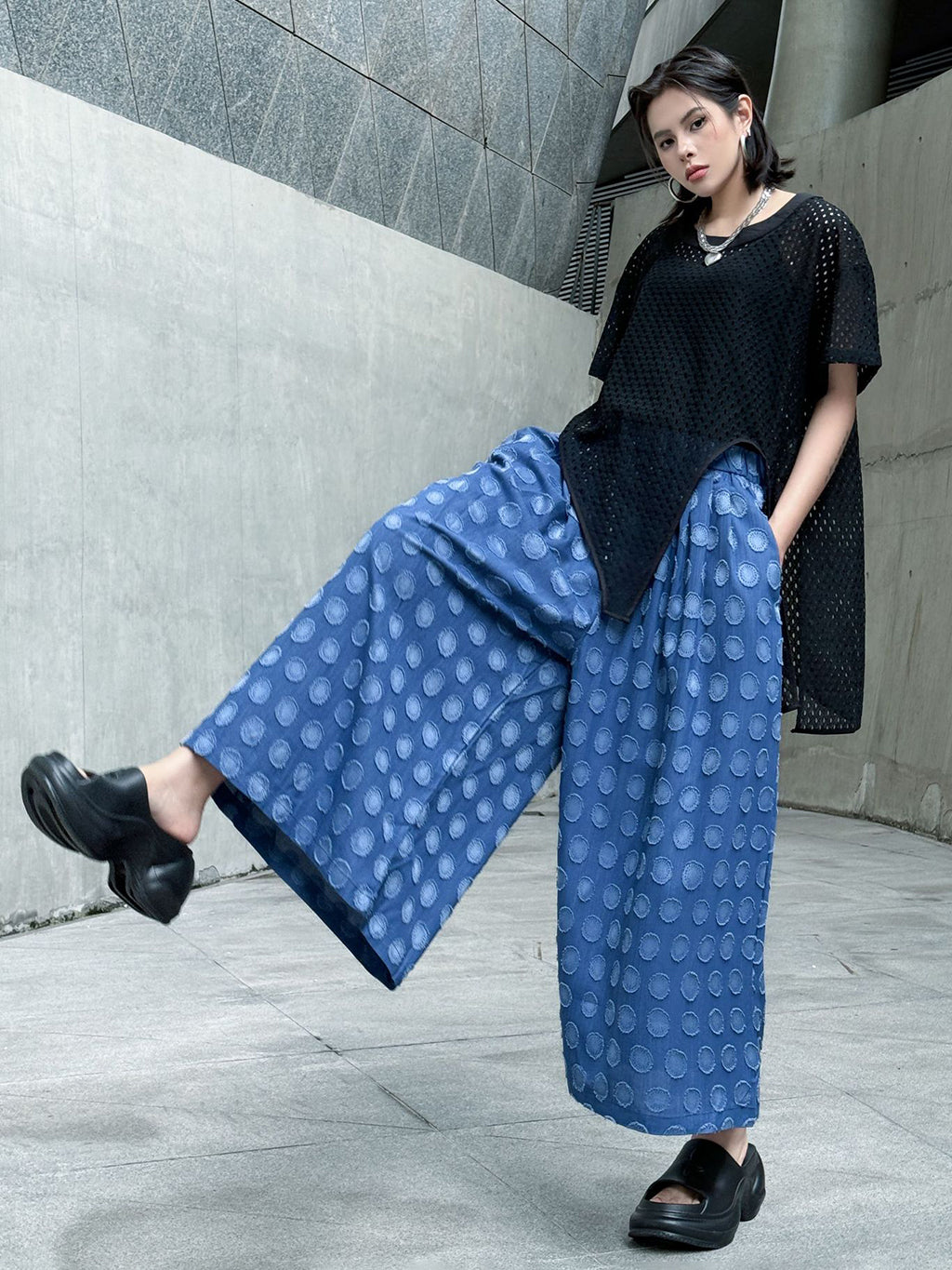 Dot wide pants 