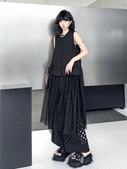 Tulle layered ruffle top 