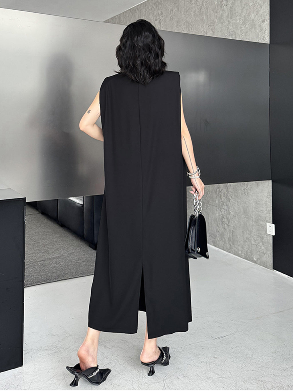 Pocket Detail Long Gilet Dress 