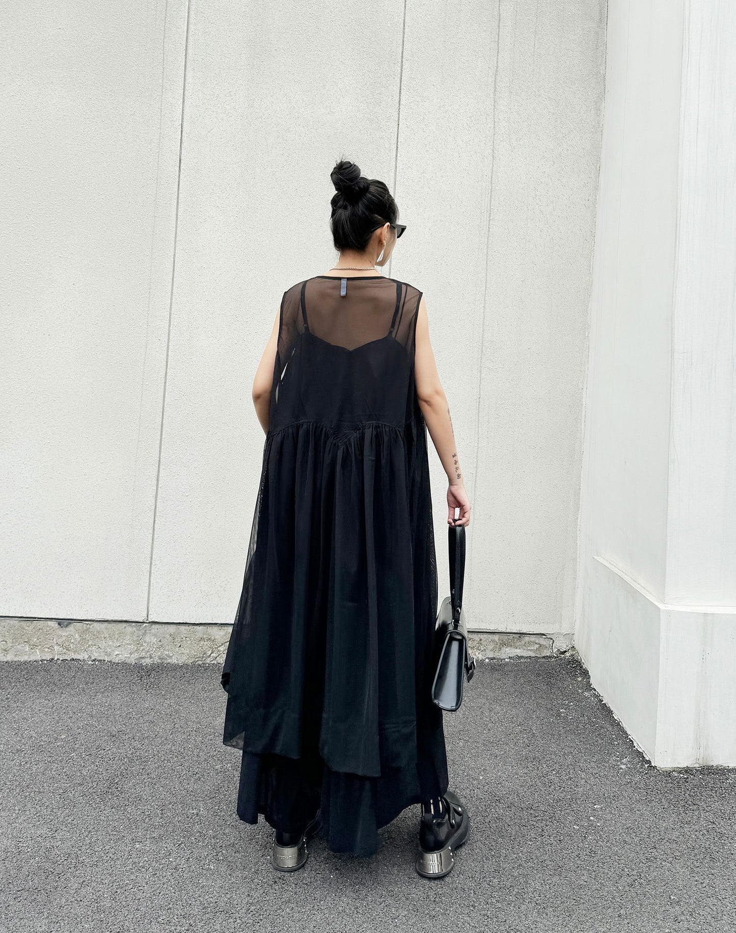 Sheer Black Layered Dress 