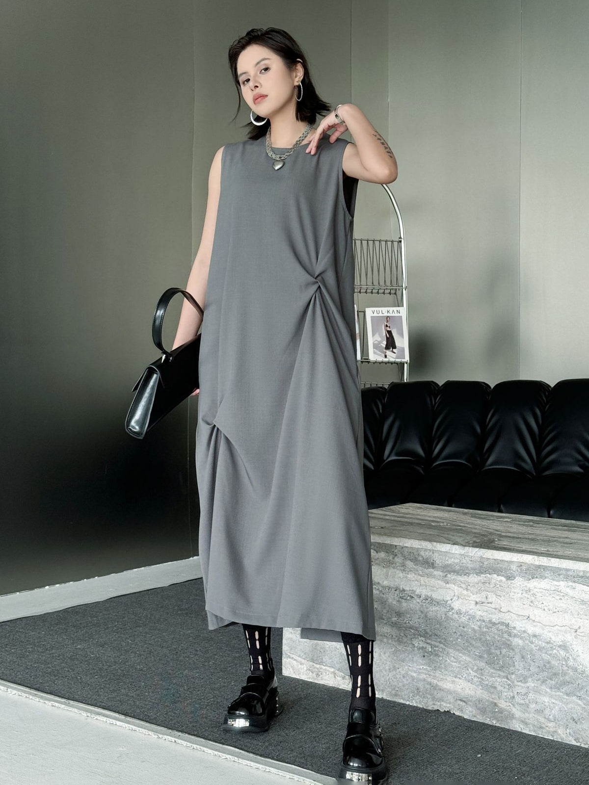 Draped sleeveless dress 