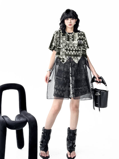 ブラックレースシアートップ＆ショーツ
