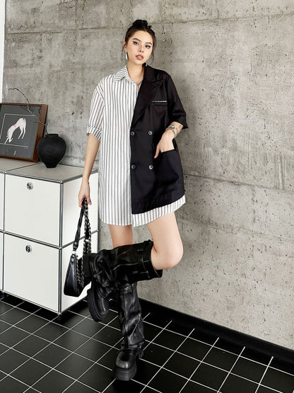 Half combination tailored shirt dress 