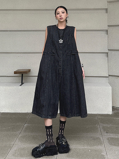 Black denim jumpsuit