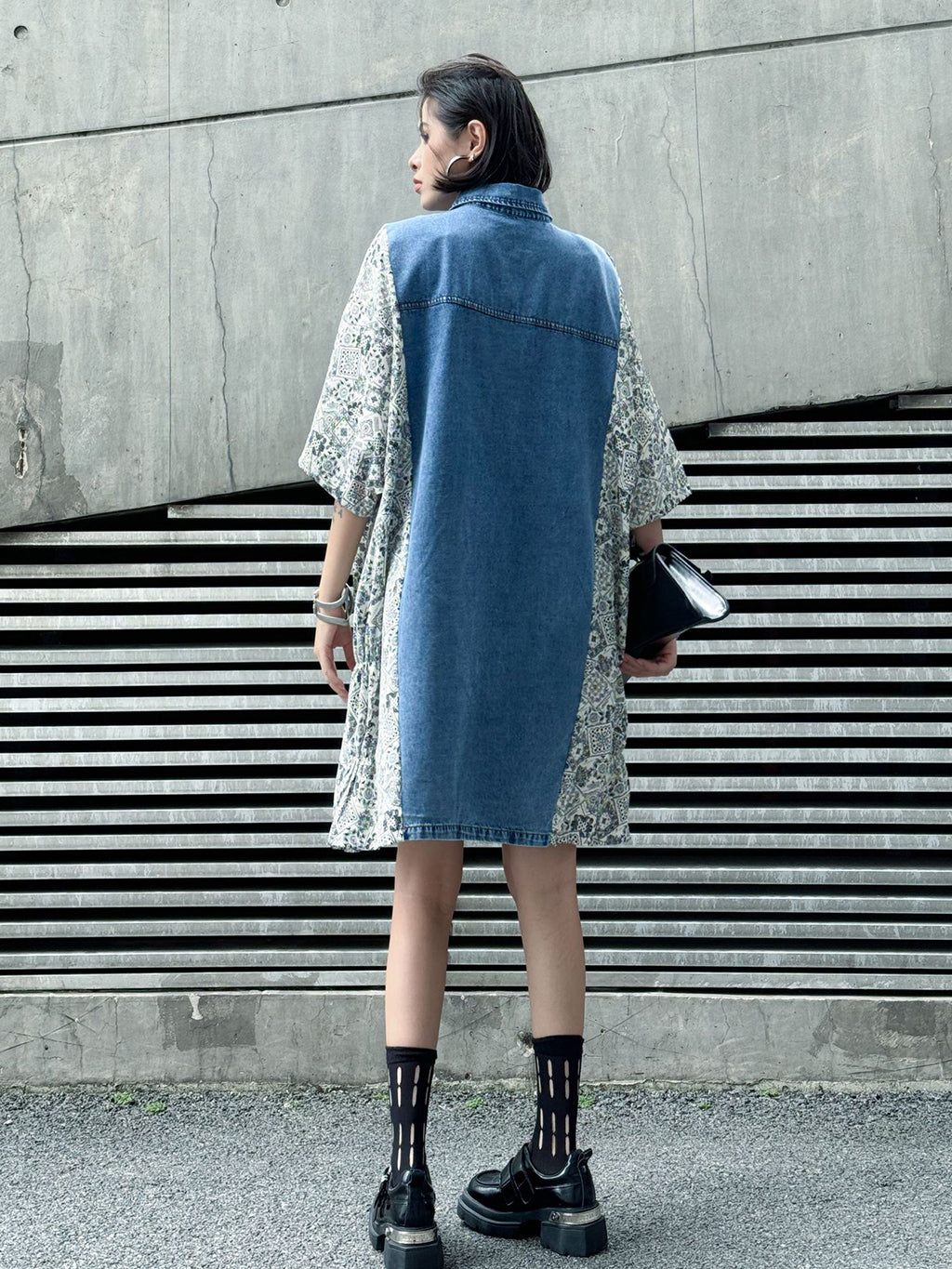 Denim Switch Pattern Dress 